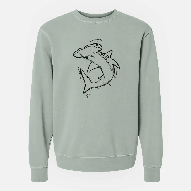 Hammerhead Shark - Unisex Pigment Dyed Crew Sweatshirt Printed Hoodies for Women