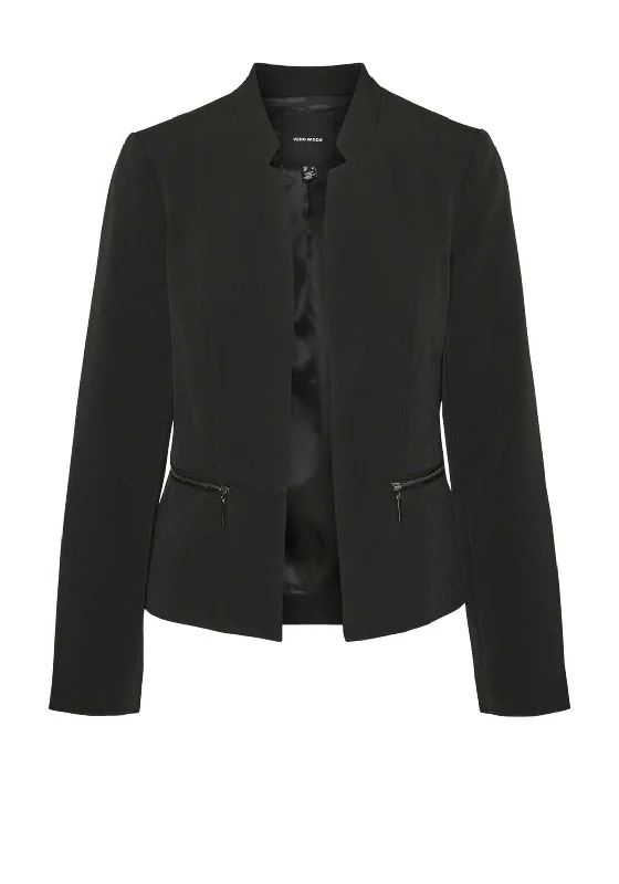 Vero Moda Lulu Zip Pocket Blazer, Black Women's camping jackets