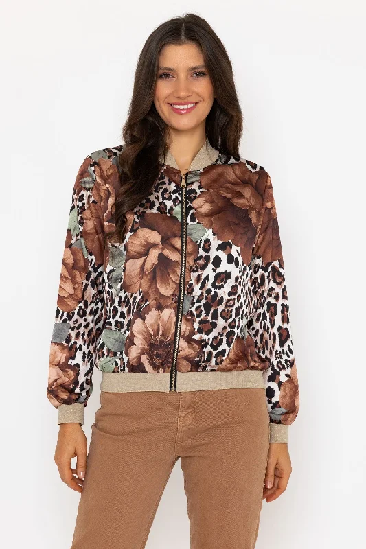 Floral Leopard Print Bomber Jacket Women's best-selling jackets