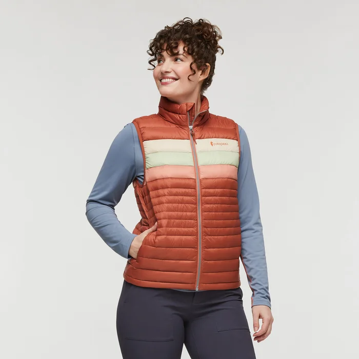 Women's Fuego Down Vest - Faded Brick Stripes Women's winter-ready jackets