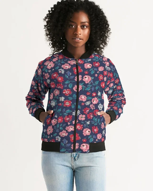 Midnight blue pretty glance.  Women's All-Over Print Bomber Jacket Women's luxury jackets