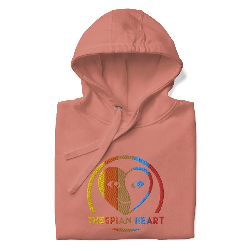 Thespian Heart Logo Colorful Stripes - Embroidered Premium Unisex Hoodie Women’s Hoodie with Logo