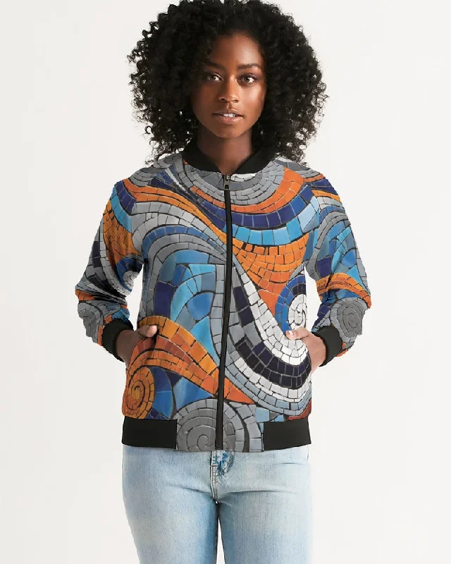 Beautiful Mosaic White Sister  Women's All-Over Print Bomber Jacket Women's hooded jackets