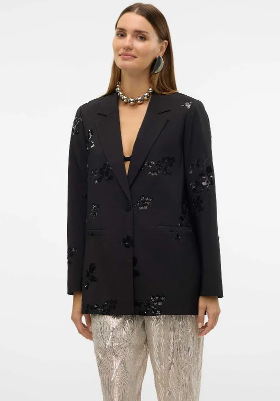 Vero Moda Mitra Sequin Blazer, Black Women's ski jackets