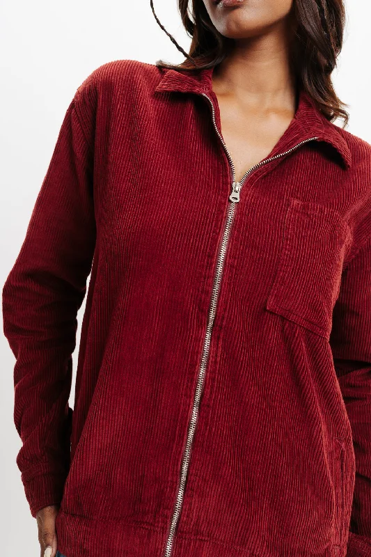 Red Corduroy Jacket Women's autumn coats and jackets