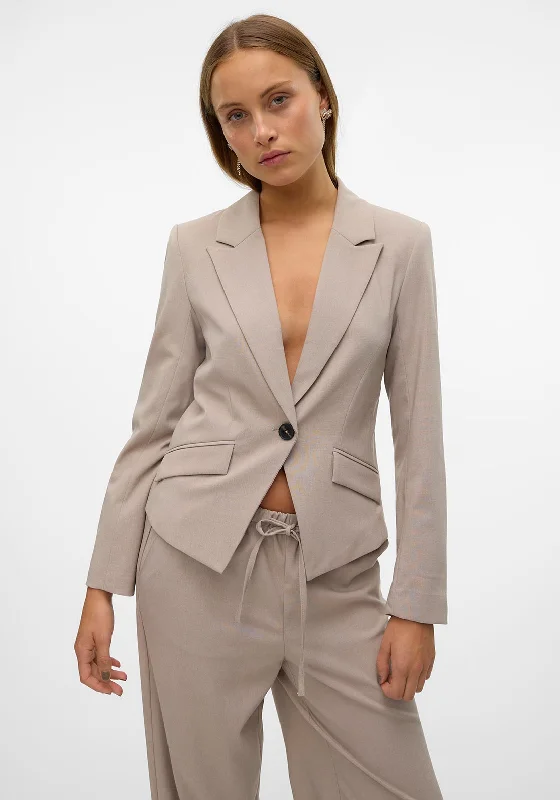 Vero Moda Babette Fitted Blazer, Taupe Women's military-style jackets