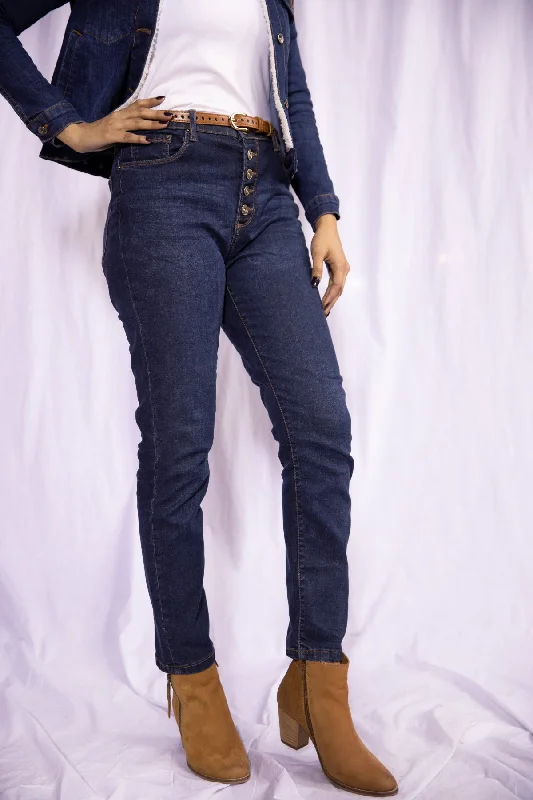 High Rise Dark Wash Jeans - W21 - WDJ0004