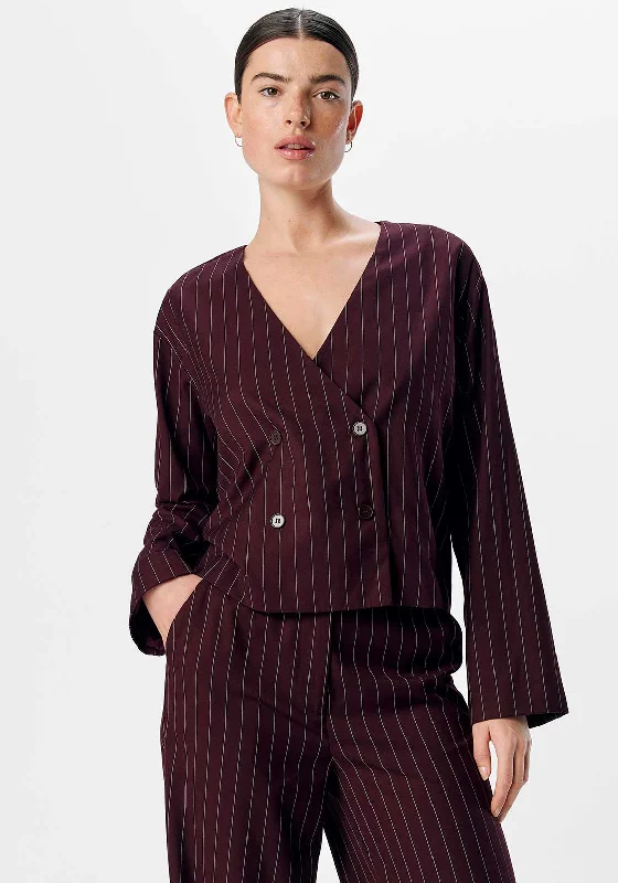 Object Shay Pinstripe Blazer, Wine Women's travel jackets