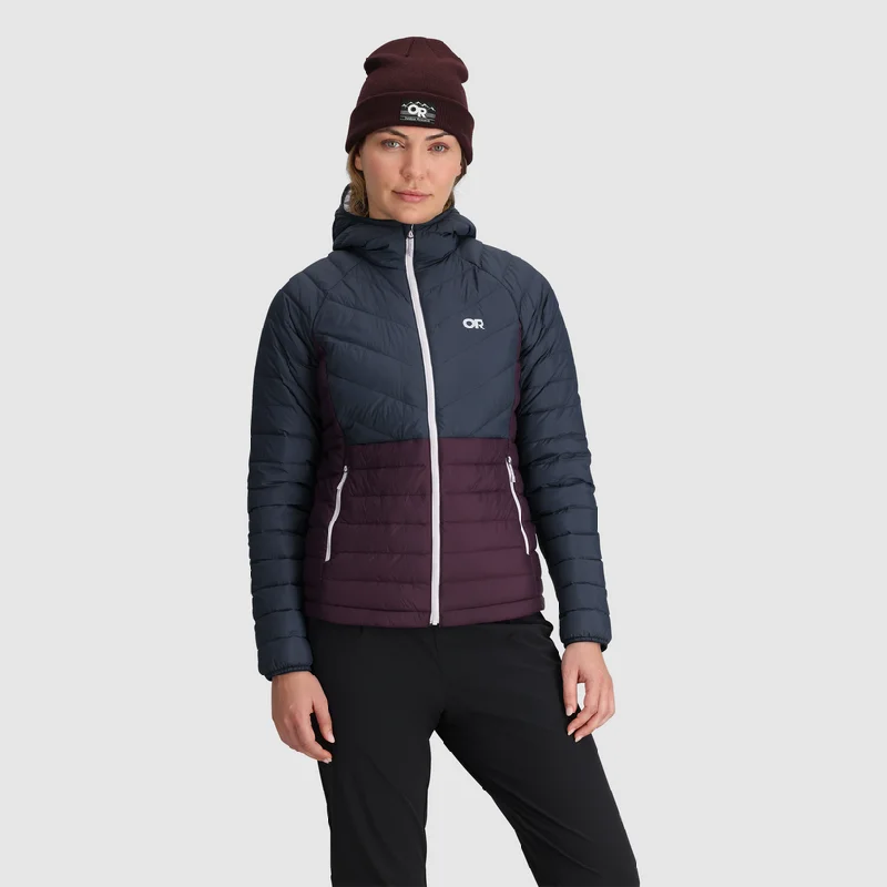 Women's Transcendent Down Hoodie - Dark Navy/Amethyst Women's breathable jackets