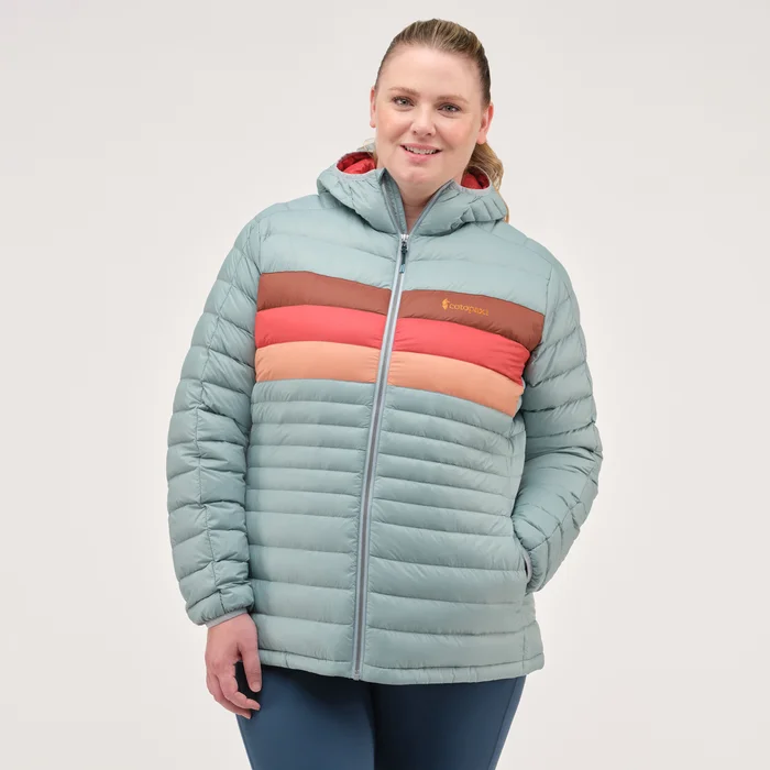 Women's Fuego Hooded Down Jacket - Sea Spray Stripes Women's cycling jackets