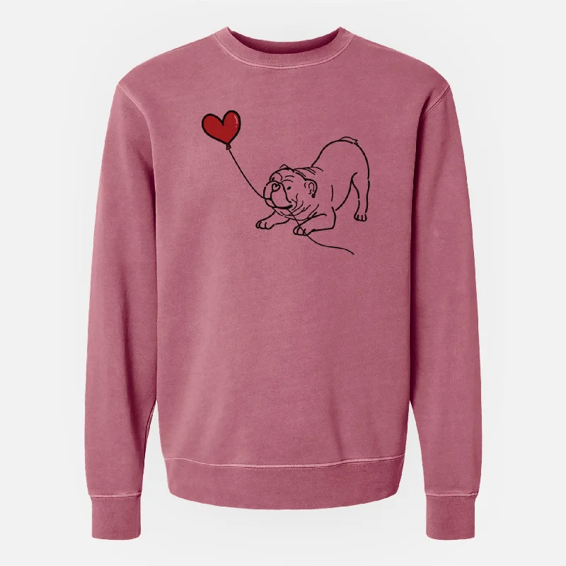 Bulldog Heart String - Unisex Pigment Dyed Crew Sweatshirt Women’s Zip-up Hoodies