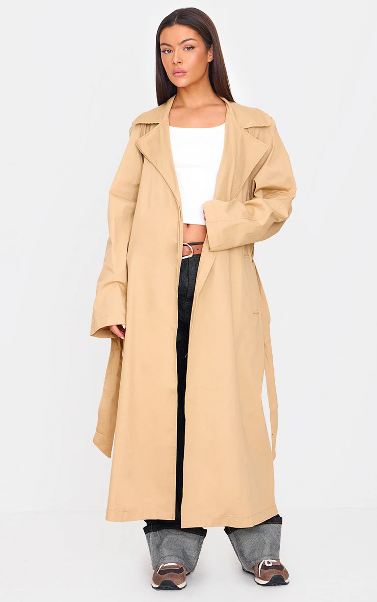 Camel Structured Trench Coat Women's sporty jackets