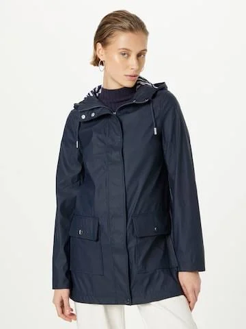 Navy Hooded Raincoat Women's heated jackets