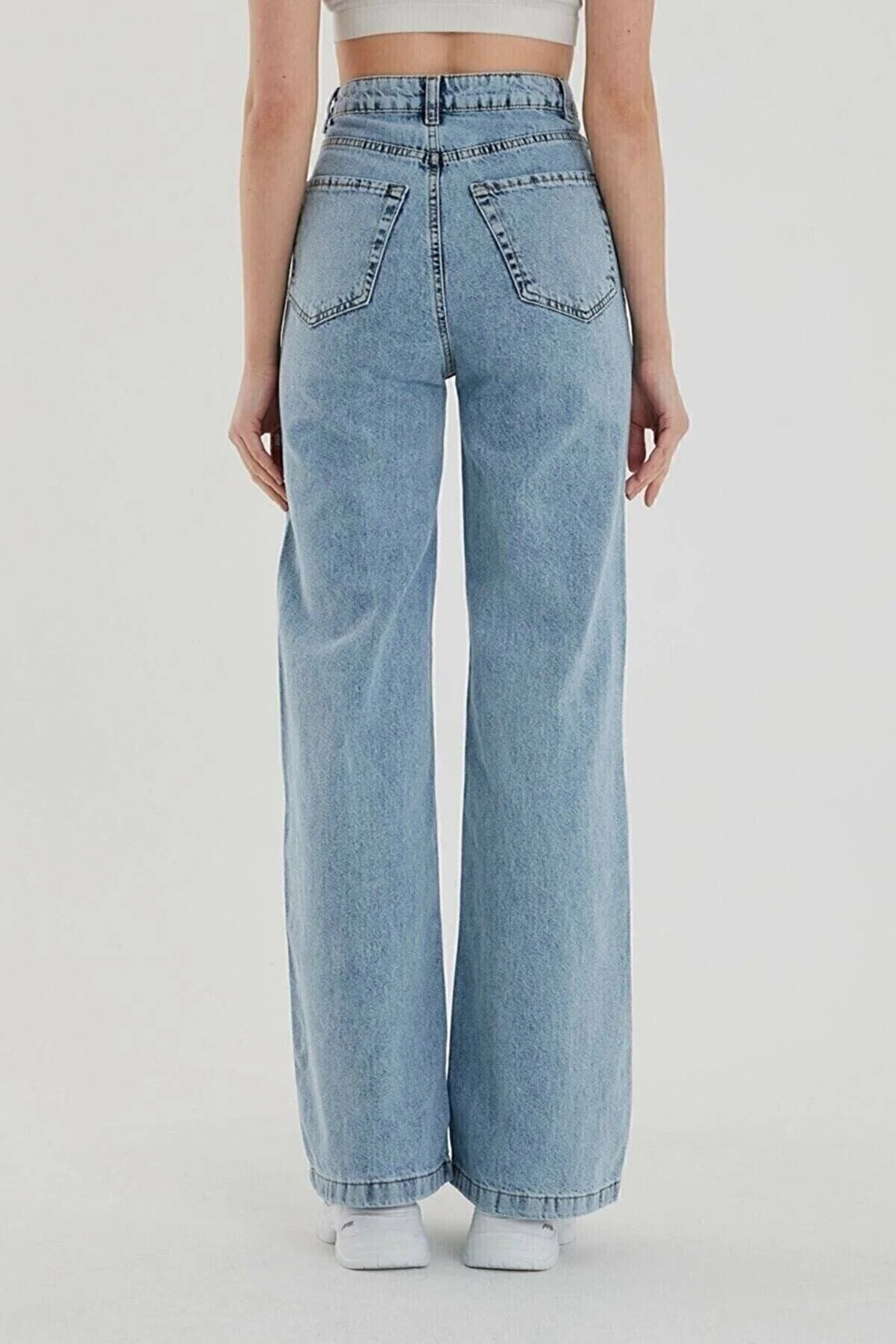 Ramrod Julia Snow Wash Blue Lycra Jeans Palazzo Trousers