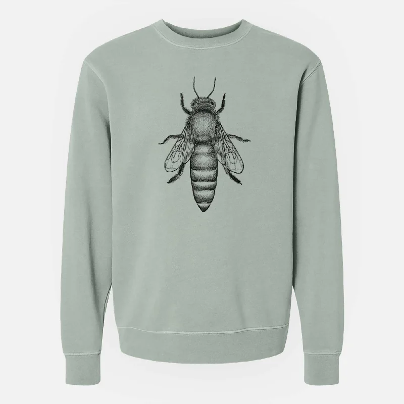 Queen Bee Apis Mellifera - Unisex Pigment Dyed Crew Sweatshirt Classic Zip Hoodie