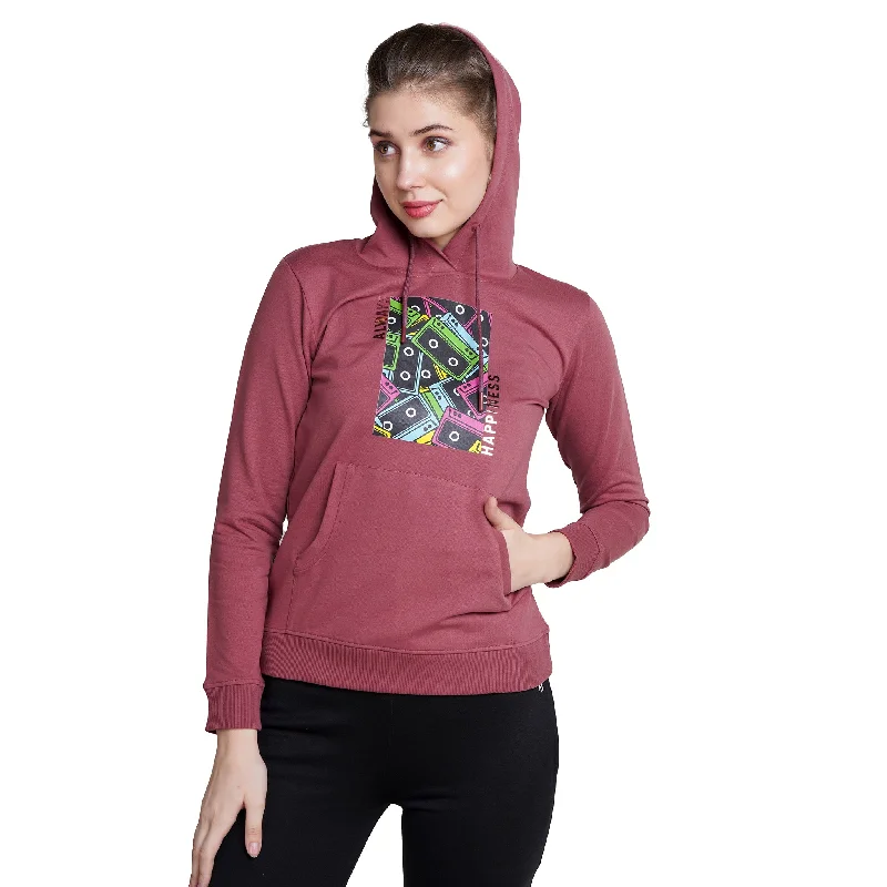 Wine Colour Women's Full Sleeves Pullover Hoodie Cozy Winter Sweatshirt