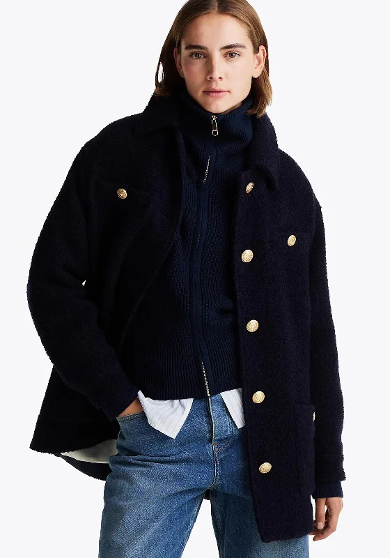 Tommy Hilfiger Boucle Button Jacket, Navy Best women's jackets for layering