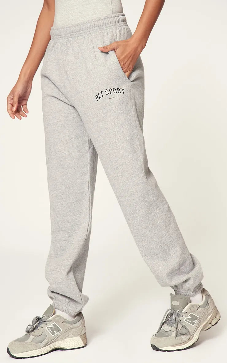 PLT Grey Marl Sport Print Oversized Joggers Women's long jackets