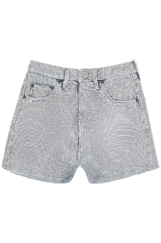 MAISON MARGIELA shorts in rhinestone-studded denim