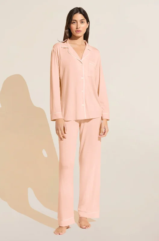 Eberjey Gisele Long PJ Set - Petal Pink / Ivory Flannel pajama sets