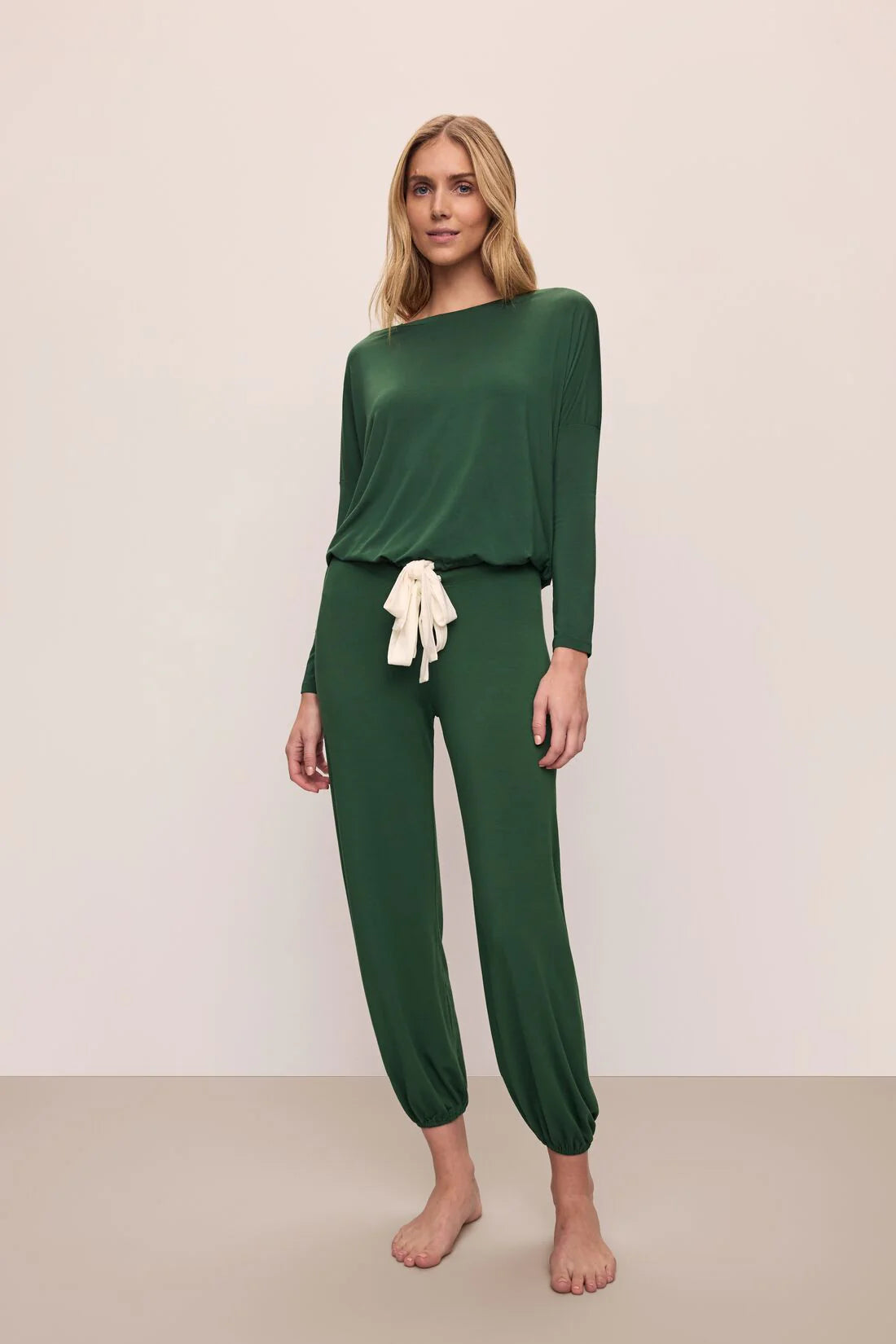 Eberjey Gisele Slouchy Set - Forest Green/Ivory Luxury pajama sets