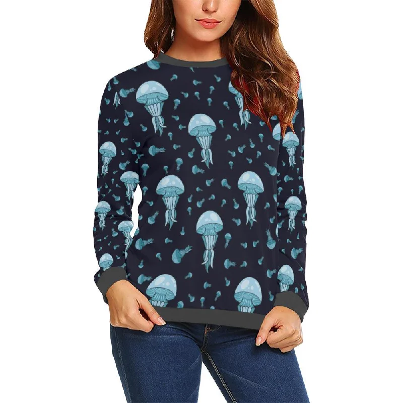 Cartoon Jellyfish Print Pattern Women's Sweatshirt Edgy sweaters