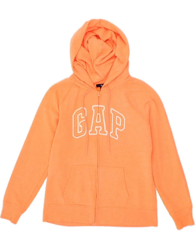 GAP Womens Graphic Zip Hoodie Sweater UK 16 Large Orange Cotton Wrinkle-resistant sweaters