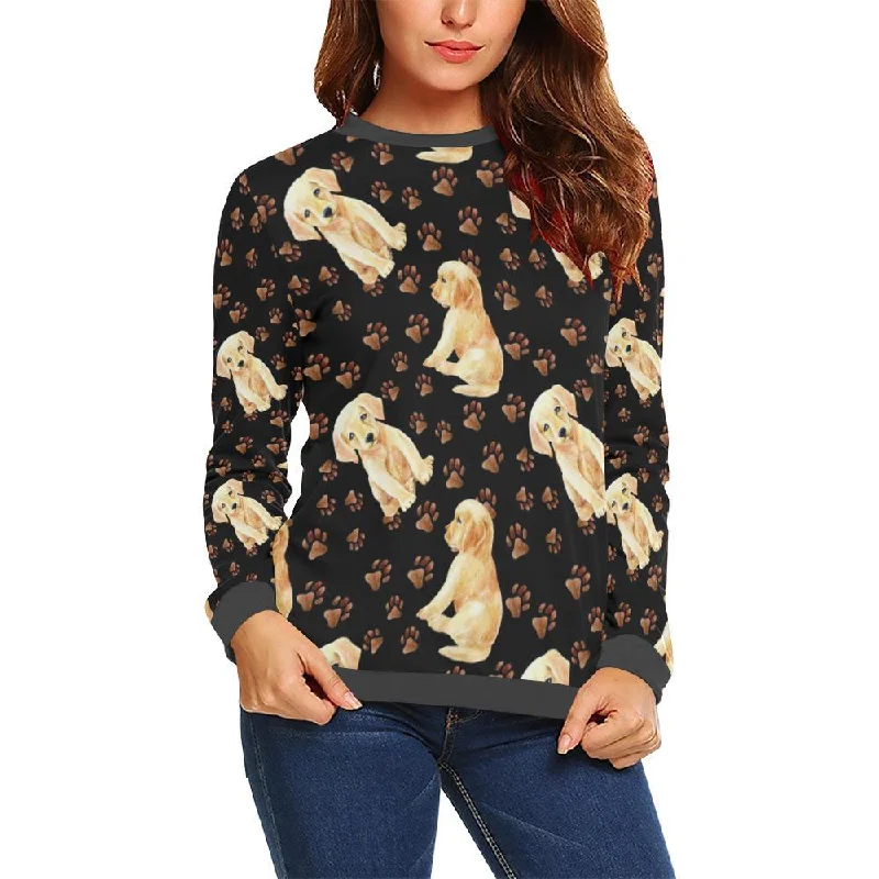 Golden Retriever Paw Pattern Print Women's Sweatshirt Expensive sweaters