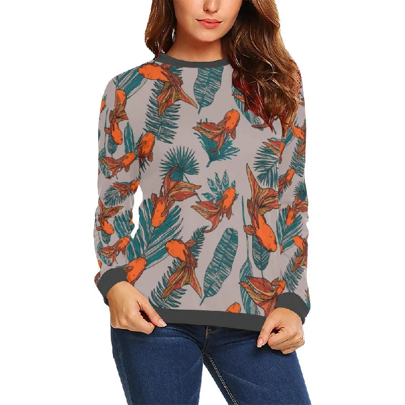 Goldfish Leaf Pattern Print Women's Sweatshirt Moisture-wicking sweaters