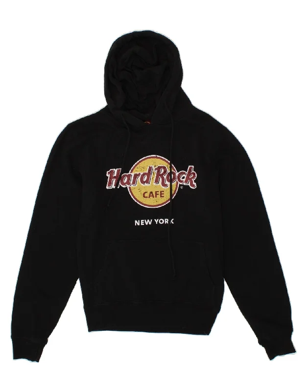 HARD ROCK CAFE Womens New York Graphic Hoodie Jumper UK 10 Small Black Weekend sweaters