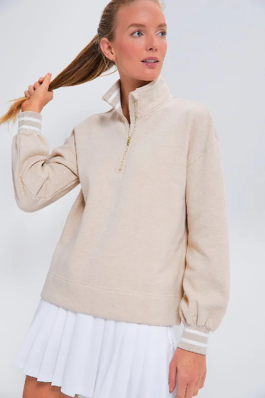 Heathered Oatmeal Carlson Quarter Zip Spring sweaters