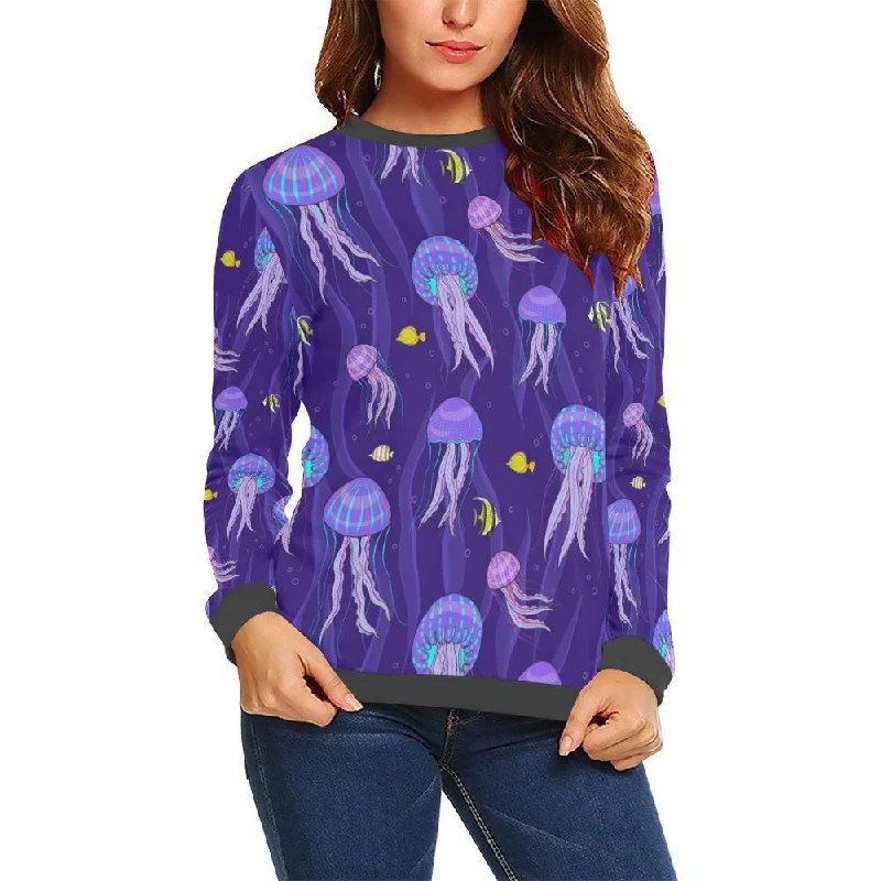 Jellyfish Cartoon Print Pattern Women's Sweatshirt Fashionable sweaters