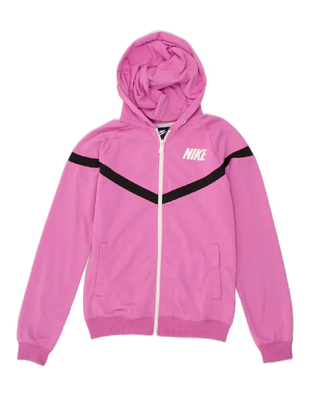 NIKE Womens Zip Hoodie Sweater UK 10 Small Pink Polyester Thanksgiving sweaters