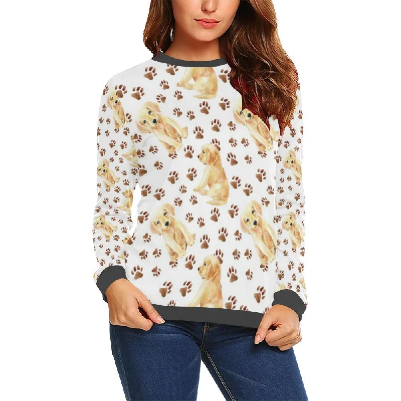 Paw Golden Retriever Pattern Print Women's Sweatshirt Cozy knit sweaters for winter