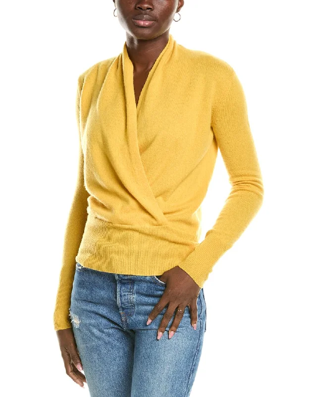 sofiacashmere Modern Faux Wrap Cashmere Sweater Designer sweaters