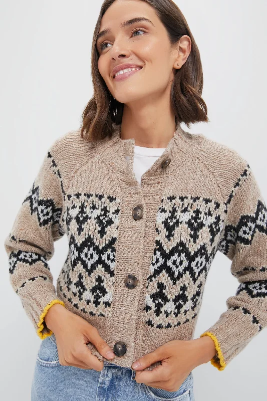 Taupe Damas Cardigan Formal sweaters