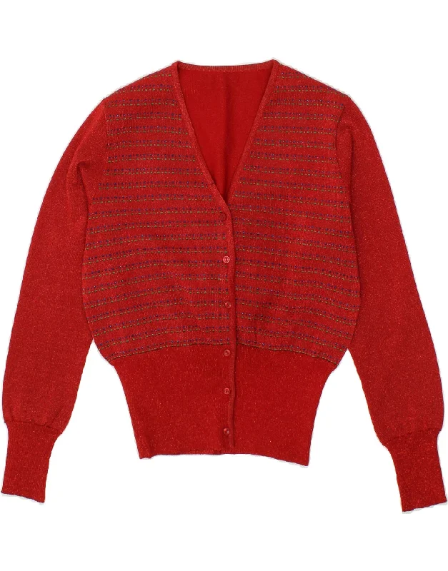 VINTAGE Womens Cardigan Sweater UK 10 Small Red Striped Patagonia sweaters