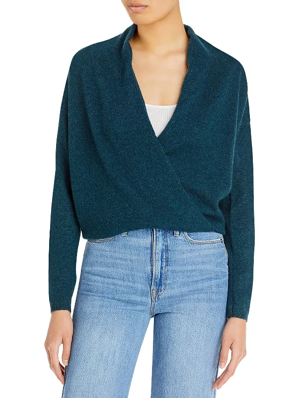 Womens Marled Cashmere Wrap Sweater Cropped sweaters