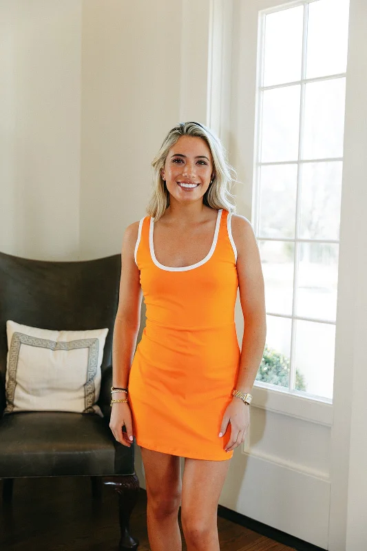 Core Athletic Dress - Orange Comfortable mini dresses for everyday wear