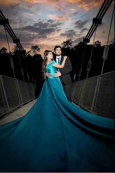 G478, Sea Green Pre Wedding Shoot Long Trail Gown, Size(All)pp Open Back Dress