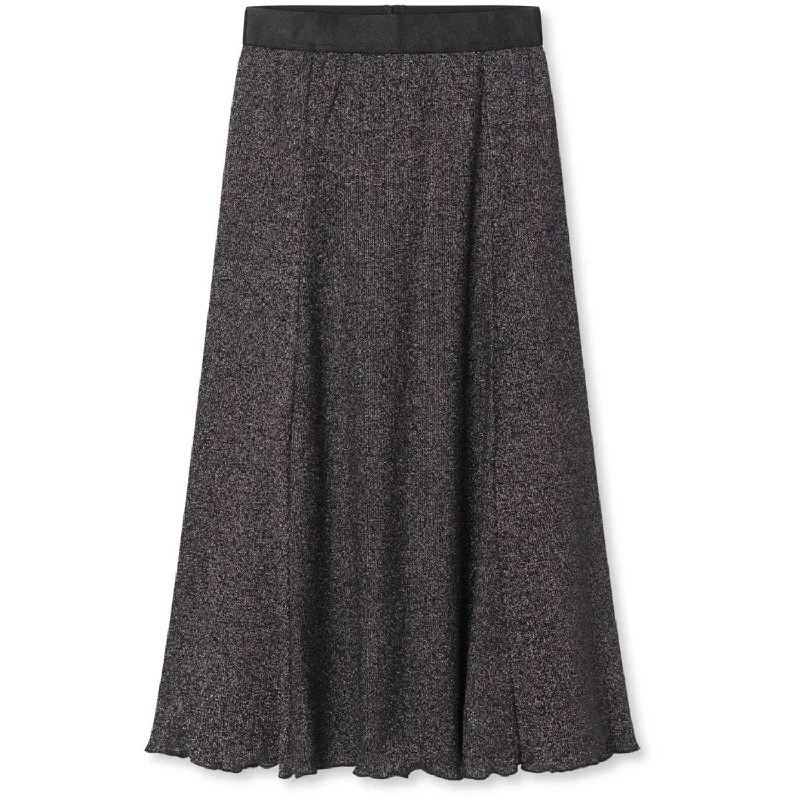 Mads Nørgaard Gun Metal 2X2 Lurex Salina Skirt High-low unclassified skirts