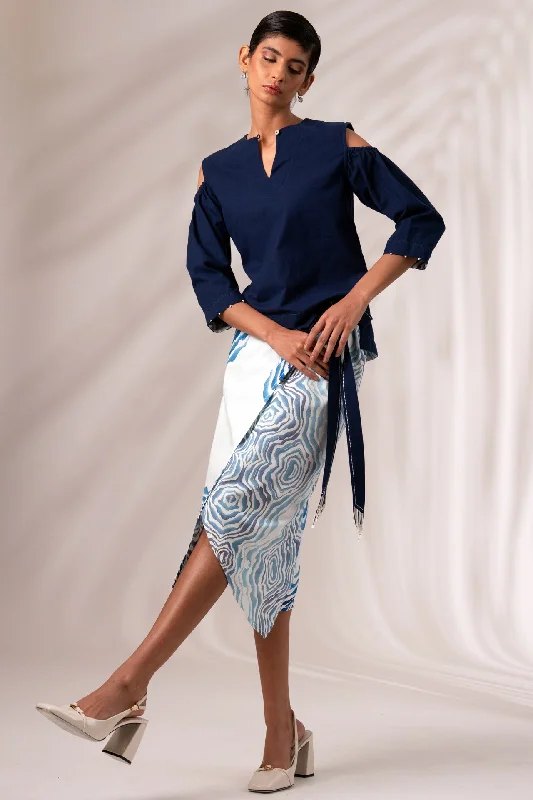 Mia - Wrap Skirt + Indigo Top Button-front unclassified skirts