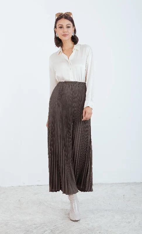 Olivia Pleated Skirt in Carob Velvet unclassified skirts