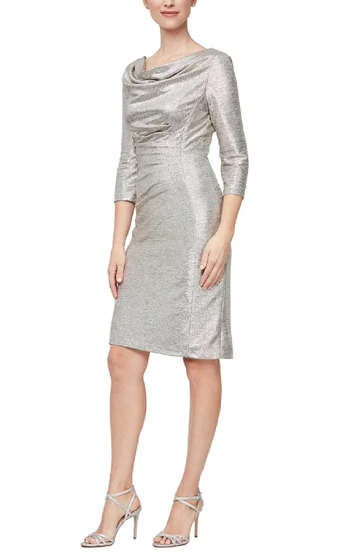 Alex Evenings 8127701 - Shimmering Quarter Sleeve Cocktail Dress Street style party dresses