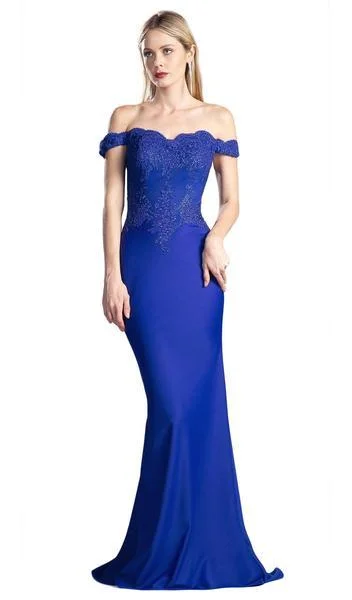 Cinderella Divine - Scalloped Off Shoulder Lace Applique Gown CF158 New Year's Eve party dresses