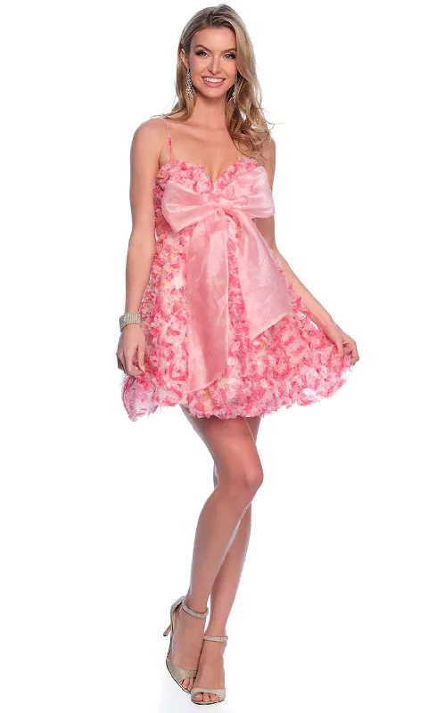 Dave & Johnny 11769 - Ruffled Floral A-Line Cocktail Dress Tulle party dresses