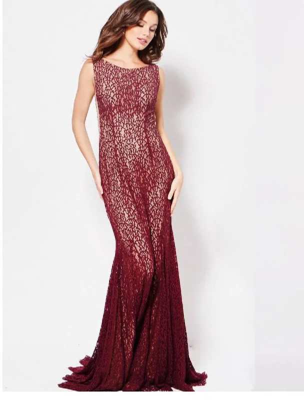 Jovani Bateau Stretch Lace Trumpet Evening Gown 50757SC Sexy party dresses