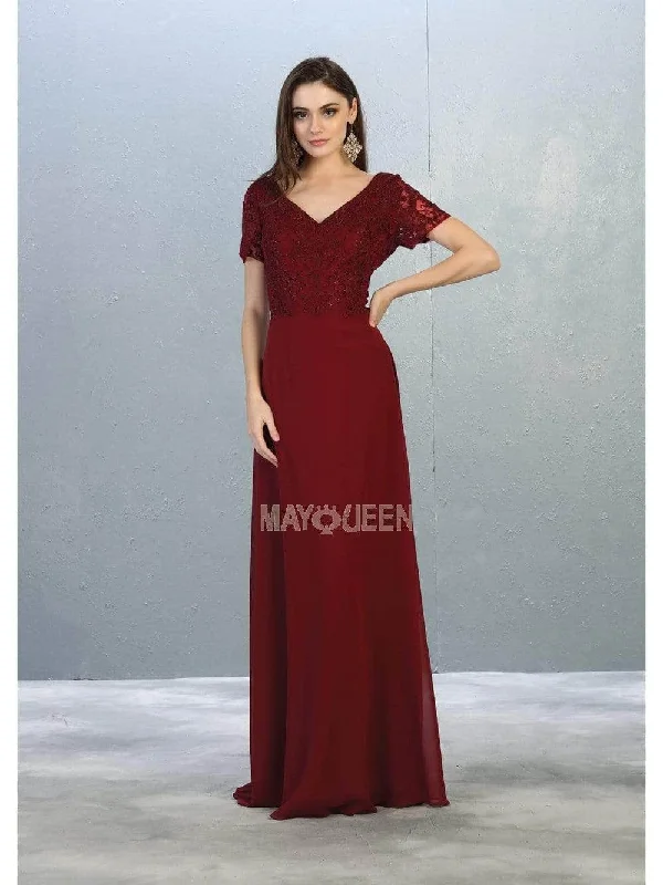 May Queen MQ1782 - V-Neck Beaded Lace Evening Dress Vintage party dresses