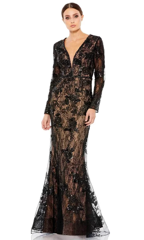 Mac Duggal 79351 - Long Sleeve Deep V-neck Formal Dress Fashion-forward maxi dresses