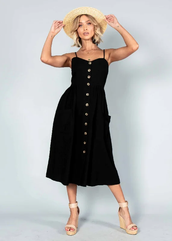 Darling Dream Midi Dress - Black High-end midi dresses